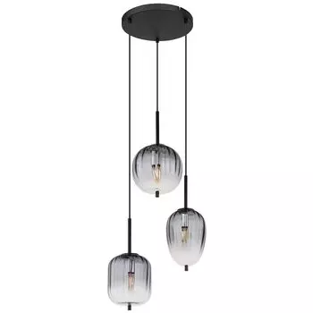 Подвесной светильник, металл, стекло, дымчатый, 3 лампочки, H 120см Globo Lighting, черный