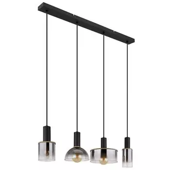 Подвесной светильник, металл, стекло, дымчатый, 4 лампочки, L 95 см Globo Lighting