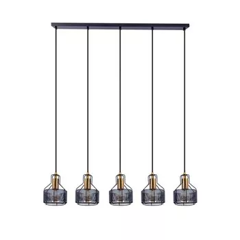 Подвесной светильник, металл, текстиль, черное золото, 4 лампочки Nve, черный