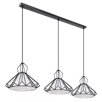 Подвесной светильник, металл, текстиль, черный, 3 лампочки, H 120 см. etc-shop