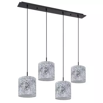 Подвесной светильник, металл, текстиль, черный, 4 лампочки, L 100 см. Globo Lighting