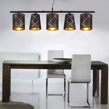 Подвесной светильник, металл, текстиль, черный, золото etc-shop