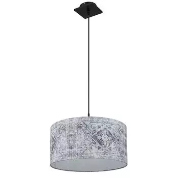 Подвесной светильник, металл, текстильный абажур сине-серый, H 150см Globo Lighting, черный