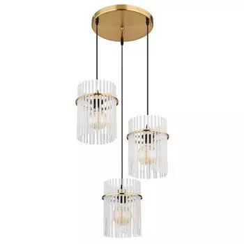 Подвесной светильник, металл, золото, стеклянные стержни, 3 лампочки Globo Lighting