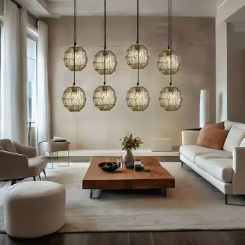 Подвесной светильник, металлическая сетка, состаренная латунь, В 140 см etc-shop