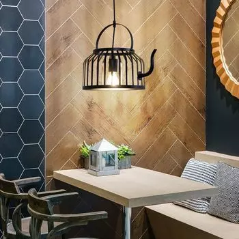 Подвесной светильник, металлический абажур, форма чайника, черный, L 34 см Globo Lighting