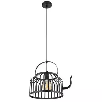 Подвесной светильник, металлический абажур, форма чайника, черный, L 34 см Globo Lighting