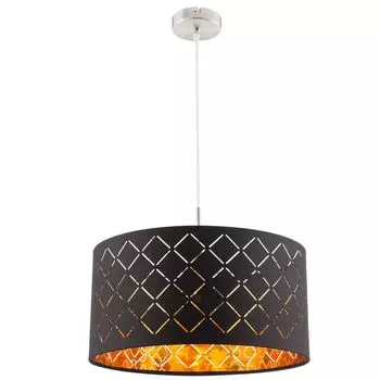 Подвесной светильник, металлический текстильный абажур, черное золото, В 140см Globo Lighting, черный