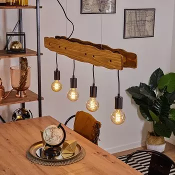 Подвесной светильник »Montelparo» из металла/дерева черного/натурального цвета. hofstein