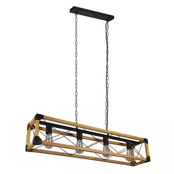 Подвесной светильник, натуральное дерево, черный металл, В 150 см. etc-shop, коричневый