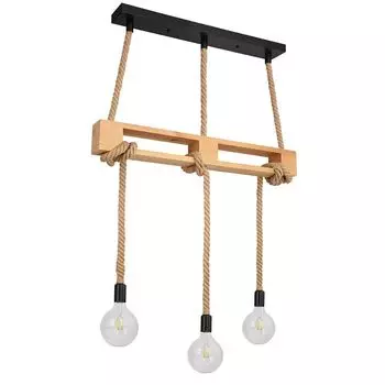 Подвесной светильник, натуральные балки, пеньковая веревка, L 83 см Globo Lighting, коричневый
