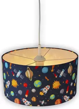 Подвесной светильник niermann "Тканевый подвесной светильник Вселенная", 1 лампочка, лампа E27 | без лампочки, абажур из ткани 35 см, Высота: 17 см, цвет Multi Color