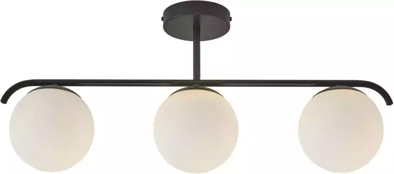 Подвесной светильник Nordlux "GRANT", 3 лампочки, лампа E14 | без лампочек, выдувное стекло, текстильный кабель Высота: 29 см, черный