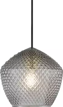 Подвесной светильник Nordlux "ORBIFORM", 1 лампочка, лампочка E27 | без лампочки, подвесной светильник, абажур из структурированного стекла, аппликация из латуни 23 см, Высота: 22 см, серый/бронзовый