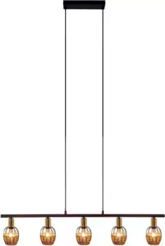 Подвесной светильник nve "Corbis", 5 лампочек, лампа E14 | без лампочек, 5 мест вкл. E14 макс. 40 Вт черный/натуральный/золотой длина 100см с ротангом Высота: 120,00 см., черный/золотой