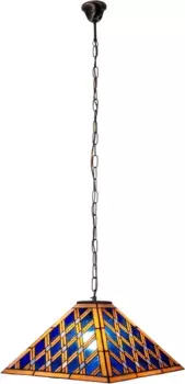 Подвесной светильник nve "Pyra", 1 лампочка, лампа E27 | без лампочки, пирамидальное стекло в стиле Тиффани синий/золотой кулон 1xE27 80см 40,00 см, Высота: 101,00 см., синий