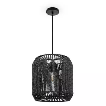 Подвесной светильник, обеденный стол, подвесной светильник, лампа для столовой E27, бумага, ротанг в стиле бохо Paco Home, черный