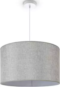 Подвесной светильник Paco Home "HUGO CANVAS UNI COLOR", лампа E27 | без лампочки, тканевый абажур для гостиной, скандинавский простой подвесной светильник, современный 45,5 см, Высота: 27 см, серый/белый