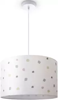 Подвесной светильник Paco Home "Hugo Dots", лампа E27 | без лампочки, подвесной светильник, абажур, круглый тканевый горошек, красочный текстильный абажур в стиле ретро 45,5 см, Высота: 27 см, белый