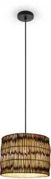 Подвесной светильник Paco Home "Hugo Luna", лампа E27 | без лампочки, подвесной светильник для гостиной, столовой, имитация ротанга, корзина с абажуром в стиле бохо 29 см, Высота: 23 см, черный
