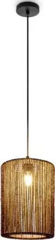 Подвесной светильник Paco Home "Hugo Ricarda", лампа E27 | без лампочки, гостиная, столовая, имитация ротанга, абажур бохо, бумажный круглый 25 см, Высота: 38,5 см, черный