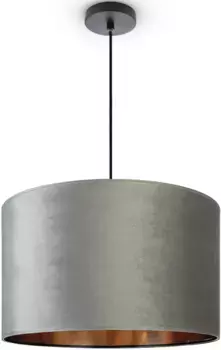 Подвесной светильник Paco Home "Hugo uni Color", лампа E27 | без лампочки, абажур для гостиной из велюра однотонный, декоративный кабель Е27 1,5м 45,5 см, Высота: 28 см, черный