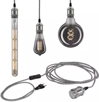 Подвесной светильник Paulmann "Эльдар", 1 лампочка, лампа E27 | без лампочки, Е27 4 см, серый