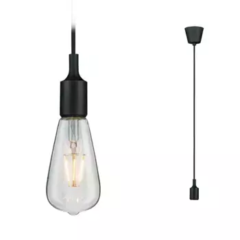 Подвесной светильник Paulmann "Ketil IP44 max 1x20W черный 230В силикон/пластик", 1 лампочка, лампочка E27 | без лампочки, Е27 9,2 см, Высота: 200,0 см., черный