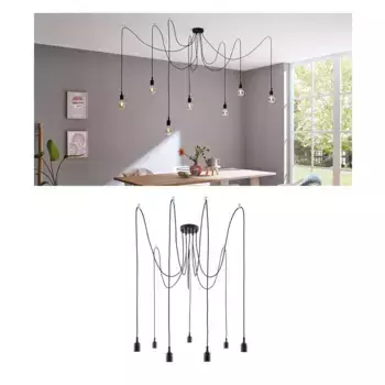 Подвесной светильник Paulmann "Neordic Ketil max.7x60W черный 230В силикон/металл", 7 лампочек, лампа E27 | без лампочки, Е27 15,0 см, черный