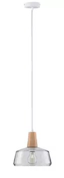 Подвесной светильник Paulmann "Neordic Yva max 1x20W 230V стекло/дерево", 1 лампочка, лампа E27 | без лампочки, Е27 24,0 см, коричневый/прозрачный