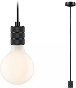 Подвесной светильник Paulmann "Tilla", 1 лампочка, лампа E27 | без лампочки, E27, макс. 1x60Вт E27, 230В, ткань/металл 10,0 см, черный