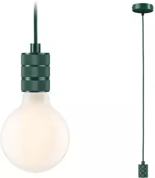 Подвесной светильник Paulmann "Tilla", 1 лампочка, лампа E27 | без лампочки, E27, макс. 1x60Вт E27, 230В, ткань/металл 10,0 см, зеленый