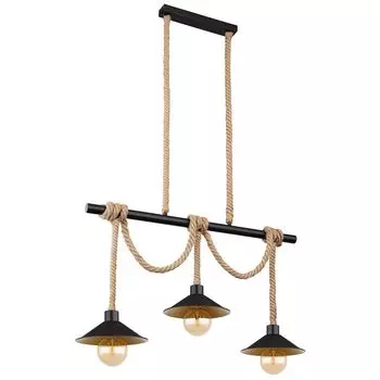 Подвесной светильник, пеньковая веревка, черный, золотой, H 120 см etc-shop