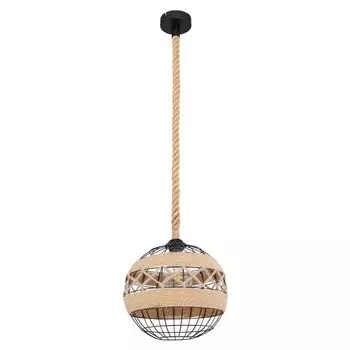 Подвесной светильник, пеньковая веревка, шар, черный, H 120 см Globo Lighting
