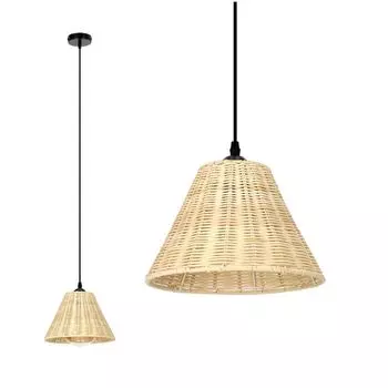 Подвесной светильник Подвесной светильник из ротанга в стиле BOHO RONDA E27, бамбуковый подвесной светильник для гостиной, обеденный стол из ротанга, светильник для столовой, подвесной светильник, цвет: натуральный (25см) KOBI