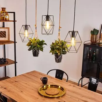 Подвесной светильник »Pofi« из черного металла и шнура натурального цвета. hofstein, коричневый