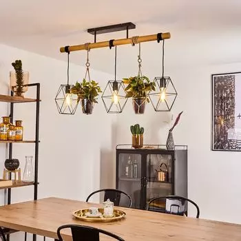 Подвесной светильник »Pofi« из черного металла и шнура натурального цвета. hofstein