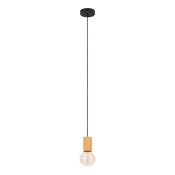 Подвесной светильник POZUETA 1 сталь, дерево черный, коричневый E27 1X40W В:110см 6,5см с диммированием EGLO