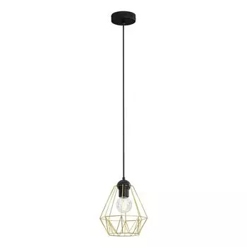 Подвесной светильник проволочный абажур 19 см, черное золото, регулируемый по высоте E27, подвесной светильник для кухни, гостиной, обеденного стола Licht-Erlebnisse