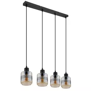 Подвесной светильник, янтарное стекло, декоративная лента "Цветок жизни", H 120 см. etc-shop, черный