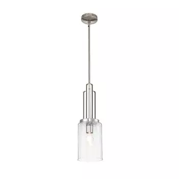 Подвесной светильник QUINTIESSE Kimrose E27 1x40W сталь полированный никель, прозрачное стекло, ребристое Высота: 69,8-176,5 см 17,8 см с диммированием, регулировкой по высоте Elstead Lighting