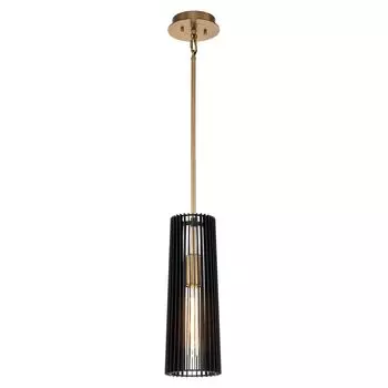 Подвесной светильник QUINTIESSE Linara E27 1x40W сталь латунь черный H: 58,5-149,9 см 15,2 см с диммированием, регулировкой по высоте Elstead Lighting