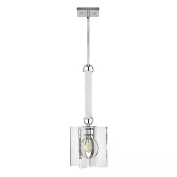 Подвесной светильник QUINTIESSE Ludlow E27 1x40W сталь, полированный никель; Прозрачный акрил. Высота: 90,3–151,3 см, ширина: 26 см, с регулируемой яркостью и высотой. Elstead Lighting