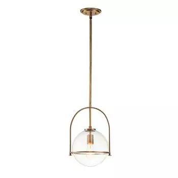 Подвесной светильник QUINTIESSE Somerset E27 1x40W сталь латунь, прозрачное стекло Высота: 50,3-129,4 см 28,9 см с диммированием, регулировкой по высоте Elstead Lighting