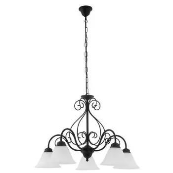 Подвесной светильник Rabalux Athens 5x E14 матовый черный, белый алебастр