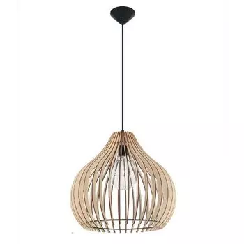 Подвесной светильник, рейки из натурального дерева, H 95 см. etc-shop, коричневый