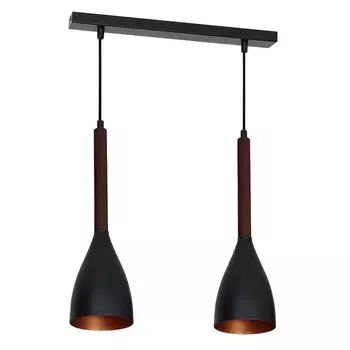 Подвесной светильник ретро "Муза" черное золото темное дерево металл 2 лампочки подвесной светильник гостиная обеденный стол Licht-Erlebnisse