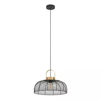 Подвесной светильник ROUNDHAM стальной черный, матовая латунь E27 1X40W В: 110см 45см с диммированием EGLO, белый