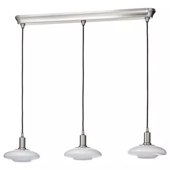 Подвесной светильник с 3 лампами Ikea Tallbyn, 89 см, никелированный/молочный стекло