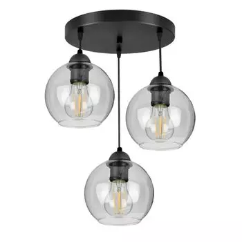 Подвесной светильник с 3 плафонами из черного прозрачного стекла 3x E27 kiki design, черный